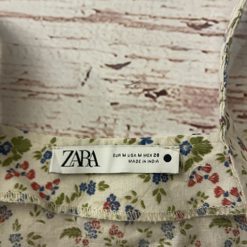 Zara Floral Midi Dress in Cream with Multi-Color Print - Picture 8 of 11